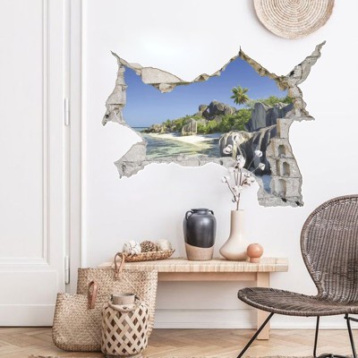 Όμορφη θέα στη θάλασσα, 3D - Τρισδιάστατα, Αυτοκόλλητα τοίχου, 60 x 45 εκ.