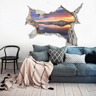 Όμορφο Ηλιοβασίλεμα 3D – Τρισδιάστατα Αυτοκόλλητα τοίχου 60 x 45 εκ. (49633)