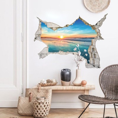 Ηλιοβασίλεμα στη Θάλασσα, 3D - Τρισδιάστατα, Αυτοκόλλητ