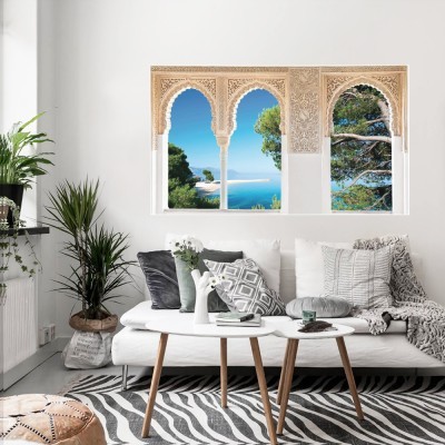 Houseart - ΣΗΜΑΝΤΙΚΟ: Σε περίπτωση διαφοράς τιμής από το κατάστημα ισχύει παντα και μόνο η τιμή του καταστήματος Παράθυρο με θέα τη Θάλασσα, 3D - Τρισδιάστατα, Αυτοκόλλ
