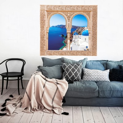 Houseart - ΣΗΜΑΝΤΙΚΟ: Σε περίπτωση διαφοράς τιμής από το κατάστημα ισχύει παντα και μόνο η τιμή του καταστήματος Παράθυρο με θέα την Καλντέρα, 3D - Τρισδιάστατα, Αυτοκό