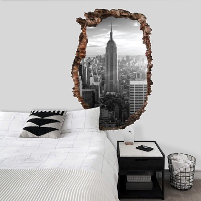 Houseart - ΣΗΜΑΝΤΙΚΟ: Σε περίπτωση διαφοράς τιμής από το κατάστημα ισχύει παντα και μόνο η τιμή του καταστήματος Ασπρόμαυρος Ουρανοξύστης, 3D - Τρισδιάστατα, Αυτοκόλλητ