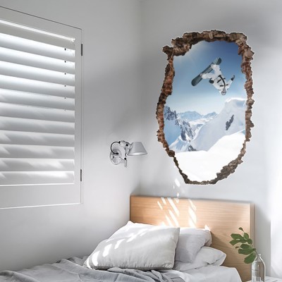 Houseart Snowboard στις Άλπεις, 3D - Τρισδιάστατα, Αυτοκόλλητα τοίχου, 50 x 74 εκ.