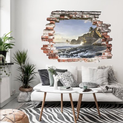 Αφροιζμένα Βράχια, 3D – Τρισδιάστατα, Αυτοκόλλητα τοίχου, 50 x 37 εκ. (49675)