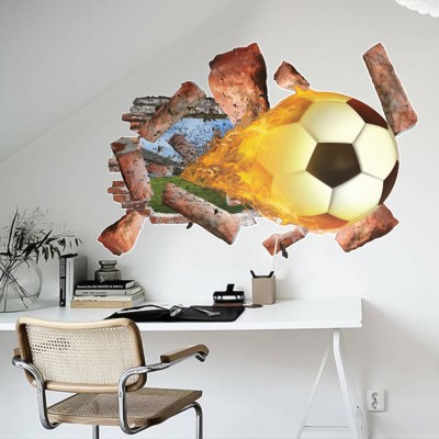 Μπάλα ποδοσφαίρου, 3D – Τρισδιάστατα, Αυτοκόλλητα τοίχου, 70 x 47 εκ. (49499)