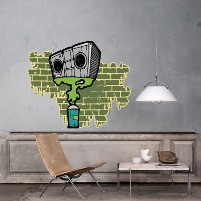 Γκράφιτι Tape deck, 3D - Τρισδιάστατα, Αυτοκόλλητα τοίχ