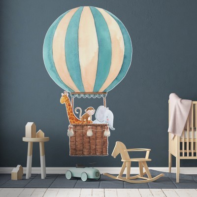 Αερόστατο Με Ζωάκια, Παιδικά, Αυτοκόλλητα τοίχου, 90 x 152 εκ.