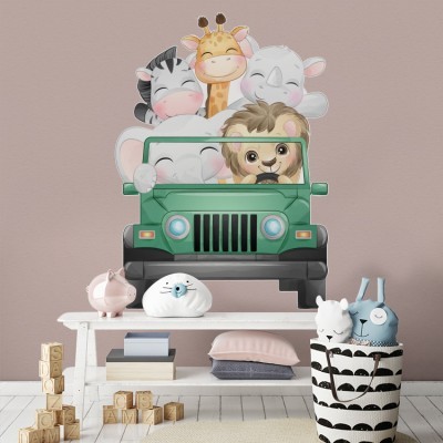 Safari με ζώα, Παιδικά, Αυτοκόλλητα τοίχου, 100 x 140 εκ. (50953)