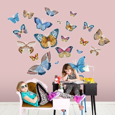 Πολύχρωμες Πεταλούδες, Παιδικά, Αυτοκόλλητα τοίχου, 100 x 96 εκ. (50958)