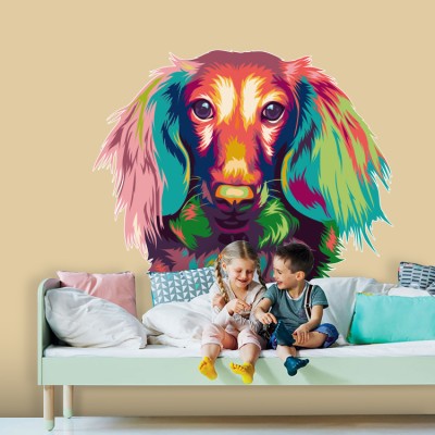 Πολύχρωμο Σκυλάκι, Παιδικά, Αυτοκόλλητα τοίχου, 80 x 62 εκ. (50968)