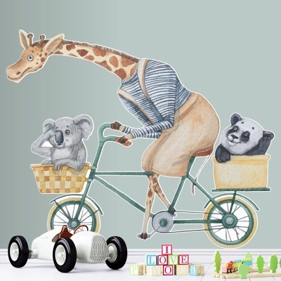 Καμηλοπάρδαλη κάνει Ποδήλατο, Παιδικά, Αυτοκόλλητα τοίχου, 100 x 81 εκ.