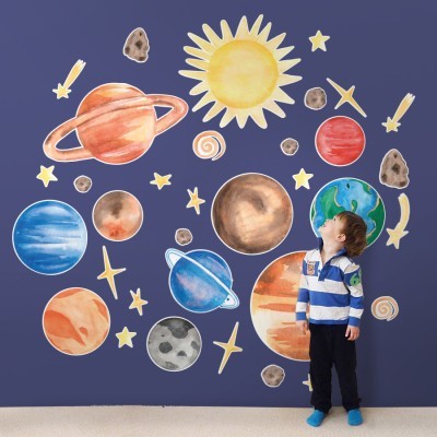 Πολύχρωμοι Πλανήτες, Παιδικά, Αυτοκόλλητα τοίχου, 100 x 111 εκ. (50979)