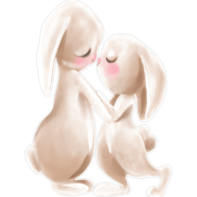 Love Rabbits, Παιδικά, Αυτοκόλλητα τοίχου, 40 x 54 εκ. (54654)