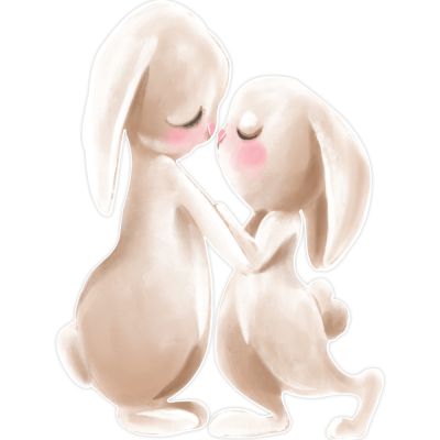 Love Rabbits, Παιδικά, Αυτοκόλλητα τοίχου, 40 x 54 εκ.