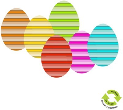 Ριγέ πολύχρωμα Πασχαλινά αυγά Πασχαλινά Αυτοκόλλητα βιτρίνας 40 x 60 cm (6960)