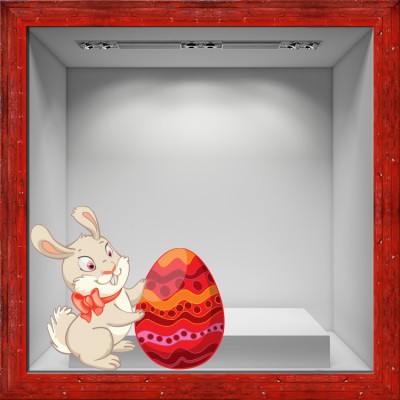 Houseart - ΣΗΜΑΝΤΙΚΟ: Σε περίπτωση διαφοράς τιμής από το κατάστημα ισχύει παντα και μόνο η τιμή του καταστήματος Λαγός με αυγό, Πασχαλινά, Αυτοκόλλητα βιτρίνας, 50 x 43