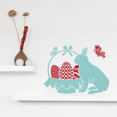 Houseart - ΣΗΜΑΝΤΙΚΟ: Σε περίπτωση διαφοράς τιμής από το κατάστημα ισχύει παντα και μόνο η τιμή του καταστήματος Καλάθι με λαγουδάκι, Πασχαλινά, Αυτοκόλλητα βιτρίνας, 5