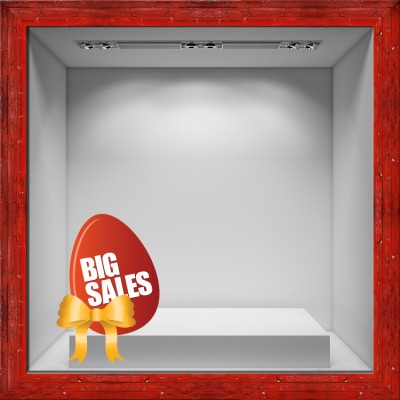 Houseart Big sales red egg, Πασχαλινά, Αυτοκόλλητα βιτρίνας, 35 x 50 εκ.