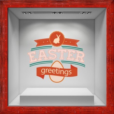 Houseart Πασχαλινές ευχές, Πασχαλινά, Αυτοκόλλητα βιτρίνας, 50 x 45 εκ.