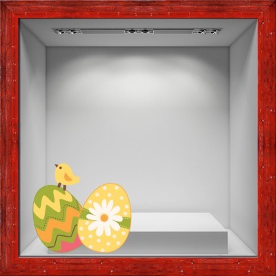 Houseart Κίτρινα Πασχαλινά Αυγά, Πασχαλινά, Αυτοκόλλητα βιτρίνας, 50 x 45 εκ.