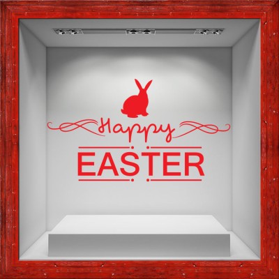 Happy Easter Πασχαλινά Αυτοκόλλητα βιτρίνας 34 x 60 cm (17293)