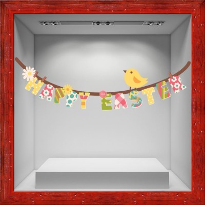 Houseart Happy Easter Fiesta, Πασχαλινά, Αυτοκόλλητα βιτρίνας, 119 x 36 εκ.