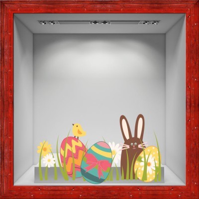 Houseart Χρόνια πολλά!, Πασχαλινά, Αυτοκόλλητα βιτρίνας, 70 x 40 εκ.