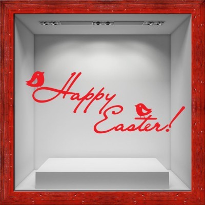 Happy Easter little birds Πασχαλινά Αυτοκόλλητα βιτρίνας 39 x 100 cm (17315)