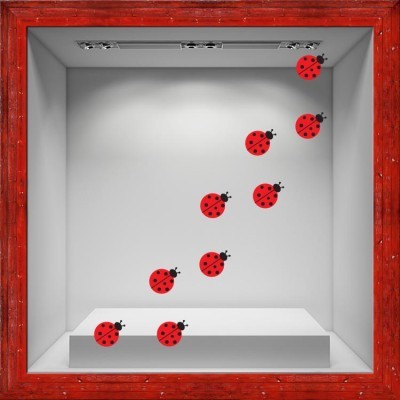 Κόκκινες Πασχαλίτσες Πασχαλινά Αυτοκόλλητα βιτρίνας 103 x 11 εκ. (17730)