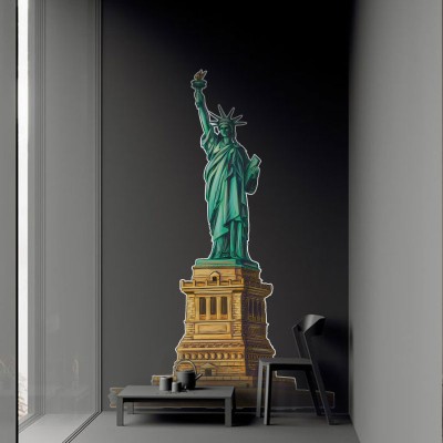 Άγαλμα της Ελευθερίας-2 Πόλεις Αυτοκόλλητα τοίχου 104 x 70 cm (39763)