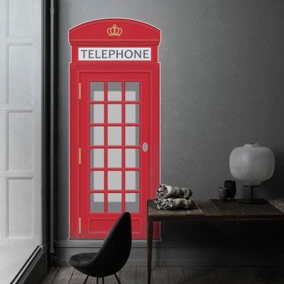 Κόκκινος τηλεφωνικός θάλαμος, Πόλεις, Αυτοκόλλητα τοίχου, 60 x 142 εκ.