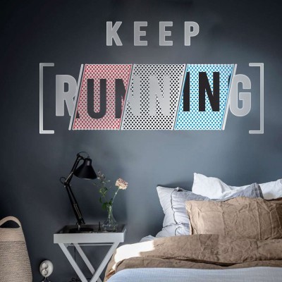 Houseart Keep running, Σπορ, Αυτοκόλλητα τοίχου, 100 x 50 εκ.