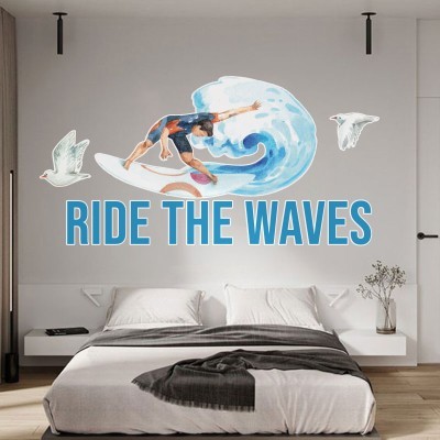 Ride the waves, Σπορ, Αυτοκόλλητα τοίχου, 100 x 50 εκ.
