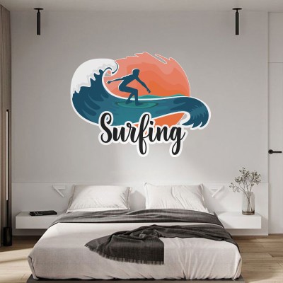 Surfing σε άγρια κύματα Σπορ Αυτοκόλλητα τοίχου 75 x 100 cm (39714)