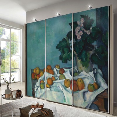 Houseart Still Life with Apples and a Pot of Primroses, 1890, Paul Cezanne, Διάσημοι ζωγράφοι, 100 x 100 εκ.