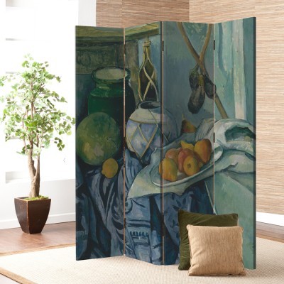 Still Life with a Ginger Jar and Eggplants, Paul Cezanne, Διάσημοι ζωγράφοι, 80 x 180 εκ. [Δίφυλλο]