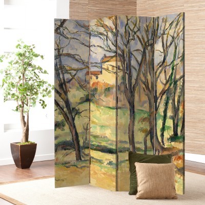 Houseart Trees and Houses Near the Jas de Bouffan, Paul Cezanne, Διάσημοι ζωγράφοι, 80 x 180 εκ. [Δίφυλλο]
