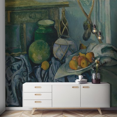 Houseart Νεκρή φύση με βάζο τζίντζερ και μελιτζάνες, Paul Cezanne, Διάσημοι ζωγράφοι, 100 x 79 εκ.