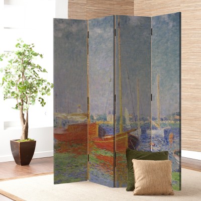 Houseart Κόκκινες βάρκες στο Argenteuil, Claude Monet, Διάσημοι ζωγράφοι, 80 x 180 εκ. [Δίφυλλο]