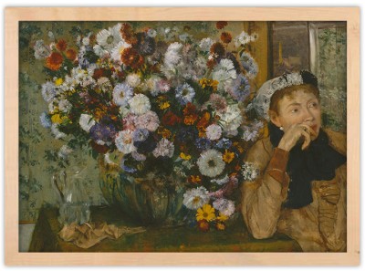 Houseart A Woman Seated beside a Vase of Flowers, Edgar Degas, Διάσημοι ζωγράφοι, 20 x 15 εκ. Ύφασμα | Mediatex® Botticelli