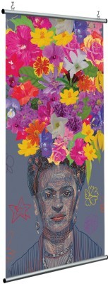 Houseart Drawing of Frida Kahlo with flowers on the head, Frida Kahlo - Diego Rivera, Διάσημοι ζωγράφοι, 120 x 250 εκ.