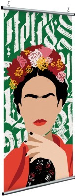 Frida Kahlo on green-white background, Frida Kahlo - Di