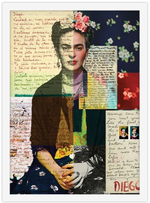 Houseart Boho Frida Κahlo με Γράμματα, Frida Kahlo - Diego Rivera, Διάσημοι ζωγράφοι, 15 x 20 εκ.