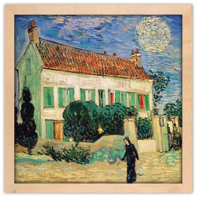 Houseart White House at Night, 1890, Vincent van Gogh, Διάσημοι ζωγράφοι, 40 x 40 εκ. Ύφασμα | Mediatex® Botticelli