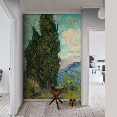 Houseart Champ de blé vert avec cyprès, Vincent van Gogh, Διάσημοι ζωγράφοι, 100 x 127 εκ.