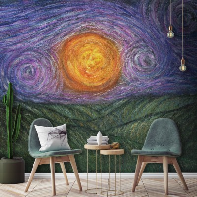 Houseart Green hills and sun (1), Vincent van Gogh, Διάσημοι ζωγράφοι, 100 x 71 εκ.