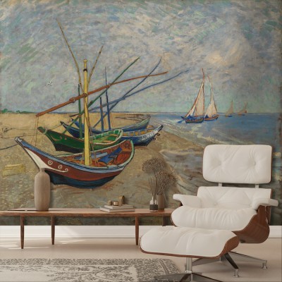 Fishing Boats on the Beach at Saintes-Maries, June 1888, Vincent van Gogh, Διάσημοι ζωγράφοι, 100 x 79 εκ.
