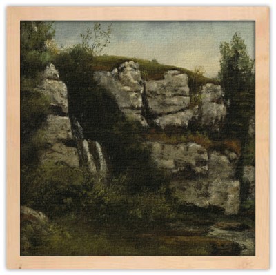 Houseart Landscape with Rocky Cliffs and a Waterfall, Gustave Courbet, Διάσημοι ζωγράφοι, 40 x 40 εκ.