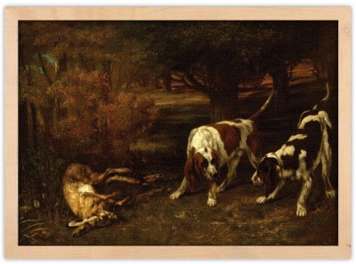 Houseart Hunting dogs with dead hare, Gustave Courbet, Διάσημοι ζωγράφοι, 20 x 15 εκ.