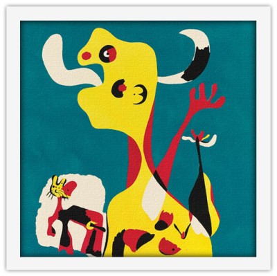 Houseart Woman and Dog in Front of the Moon, 1936, Joan Miro, Διάσημοι ζωγράφοι, 40 x 40 εκ.